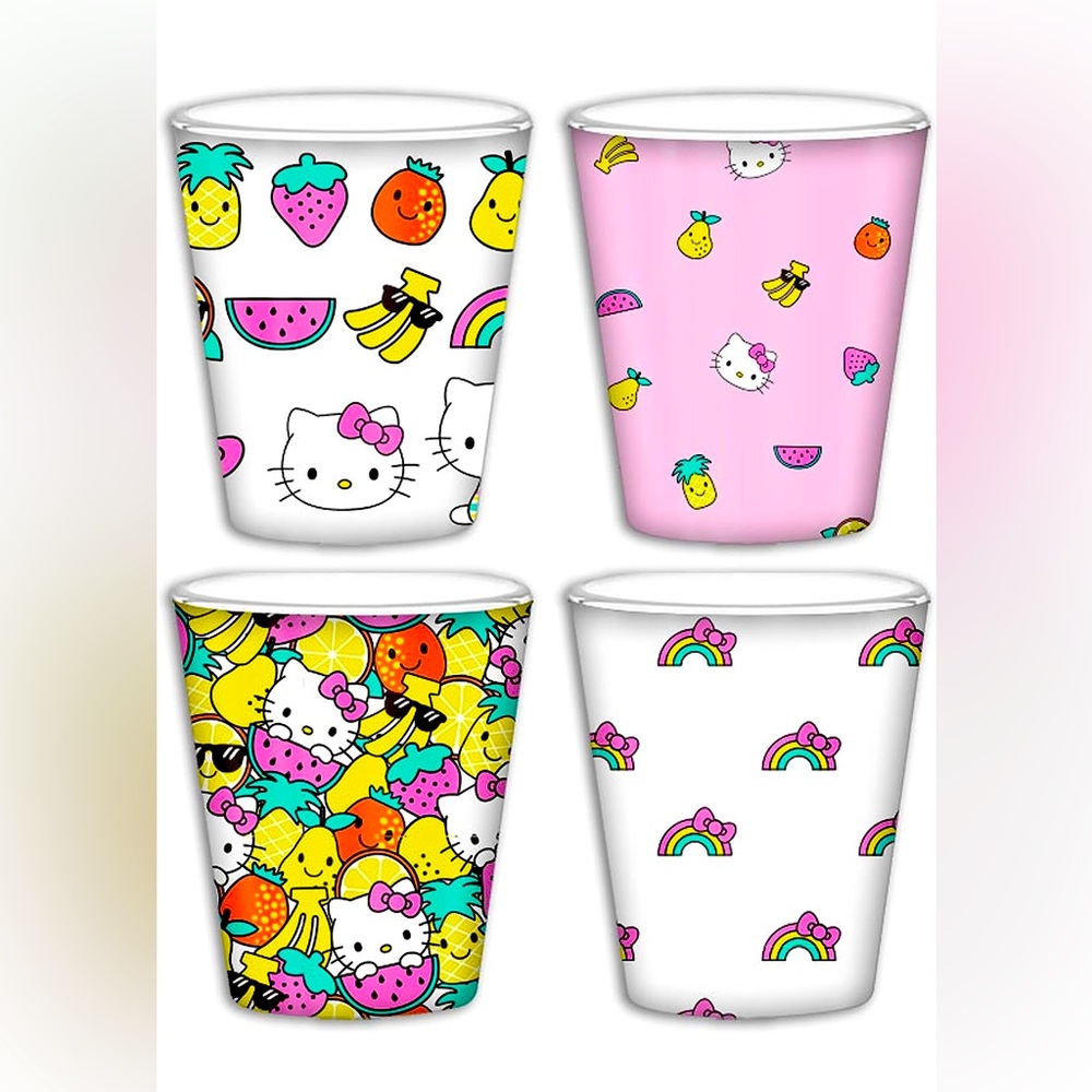 Hello Kitty Patches unbreakable 4-Pack Mini Cup Set, 1.5 Ounces